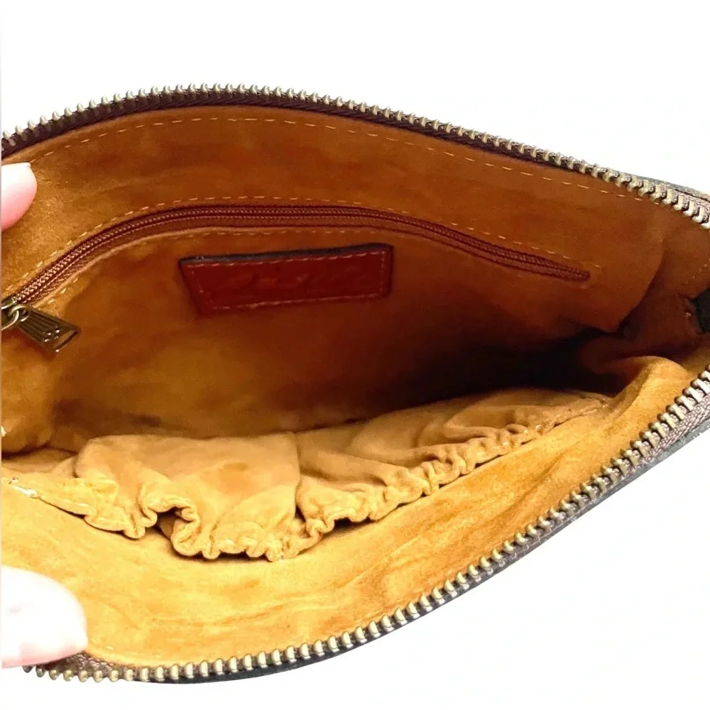 Patricia Nash Cassini Tooled Brown Leather Wristlet NWOT